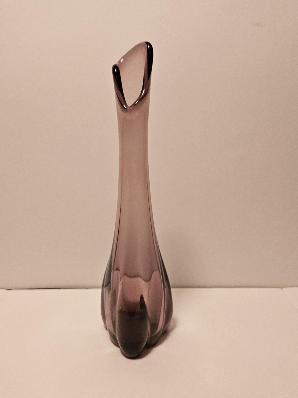 Vintage MCM Viking Glass Epic Amethyst 3 Foil Bud Vase Swung ~ 9 1/2"